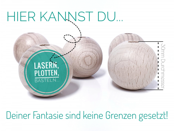 30mm Holzperle 1x5 Stück