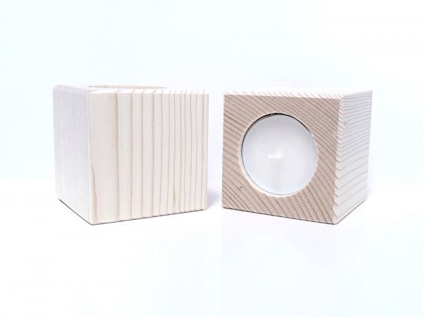 Teelichthalter Würfel Holz 1 Stück