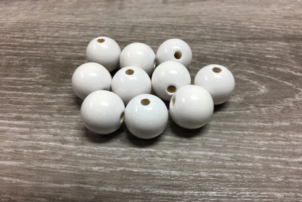 10 Holzperlen 18mm weiß