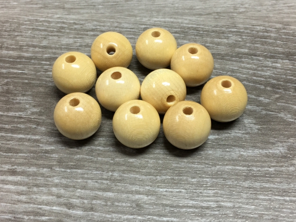 10 Holzperlen 18mm natur